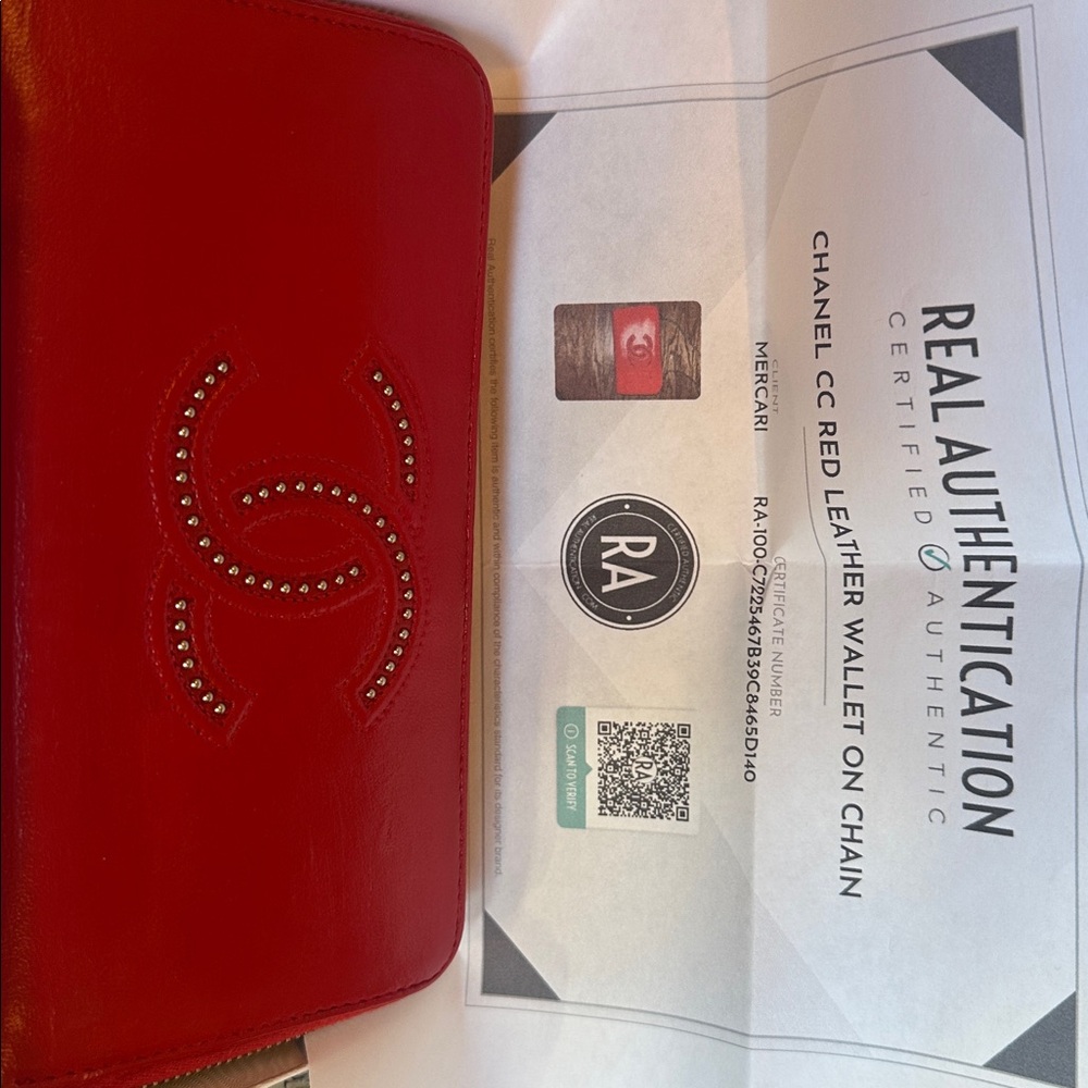 CHANEL Vibrant Red Leather Wallet